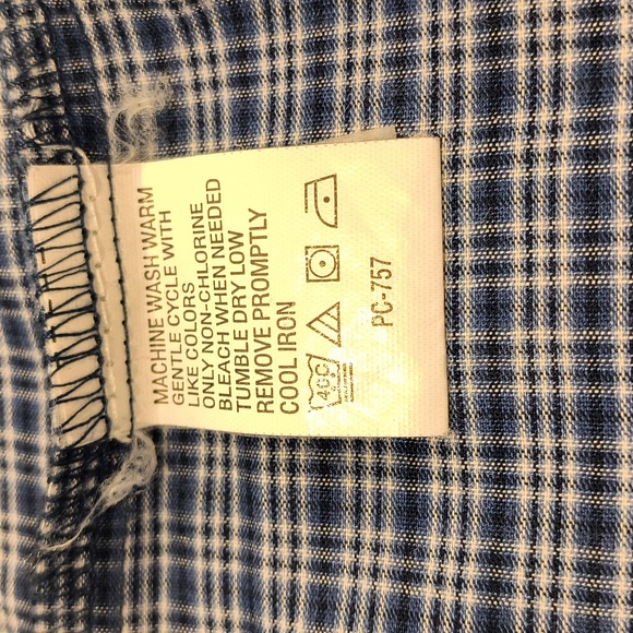 Arrow men's long sleeve button-down shirt large blue/white plaid check - Picture 10 of 11